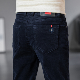 香港纯棉灯芯绒男裤秋冬款时尚宽松直筒条绒休闲裤男士灯草绒裤子