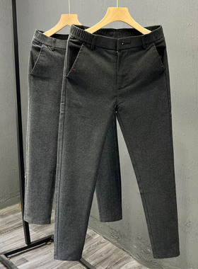 香港秋冬季款棉质男士商务休闲裤韩版小脚裤正装加绒裤子修身长裤