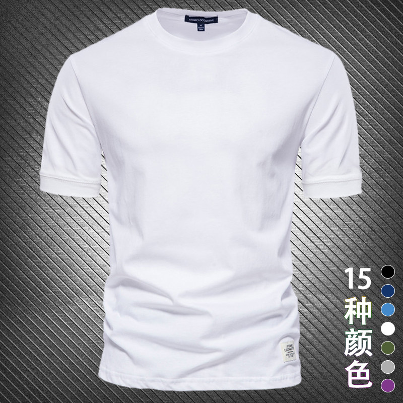 香港白色短袖t恤男夏季打底衫衣服圆领体恤高级感复古小白t上衣潮