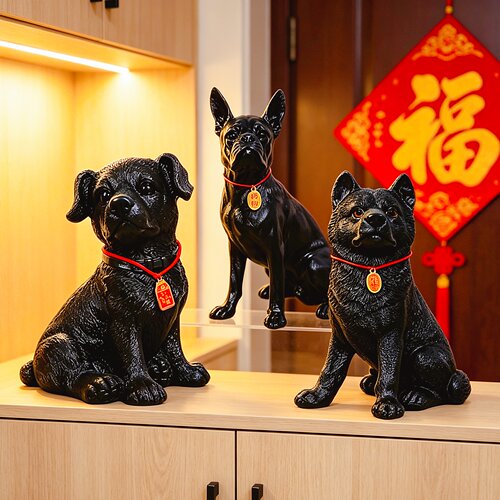 黑狗模型假狗柴犬仿真狗摆件小狗