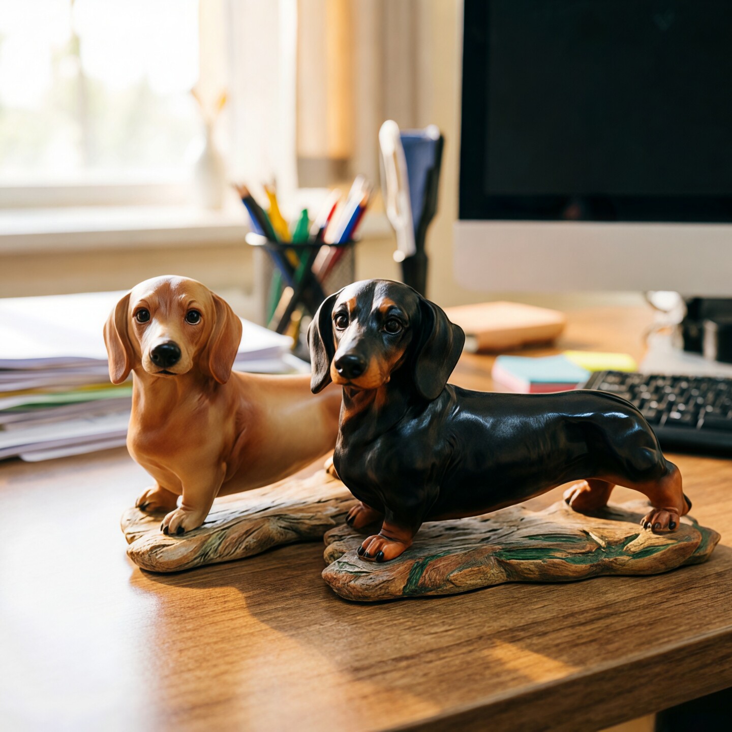 创意腊肠犬仿真小狗摆件模型树脂假狗家庭新房搬家乔迁桌面装饰品