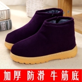 加厚防滑牛筋底奶奶棉靴月子棉拖 加绒爸妈居家保暖鞋 手工棉鞋 冬季