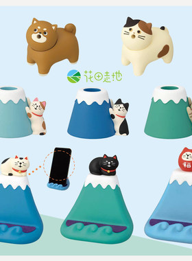 日式猫Zakka富士山猫达摩猫手机支架 桌面笔筒柴犬线香支架摆件