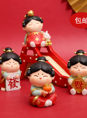 创意国潮古代宫女树脂小摆件国风