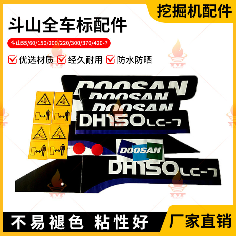 斗山55/60/150/200/220/300/370/420-7全车标配件标志挖掘机贴纸