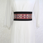 魔术贴款 提花民族风彩色撞色腰带古风汉服腰带束腰腰间装 饰配饰