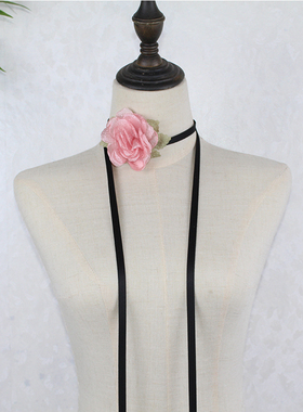 泡泡纱女立体烧边花颈带