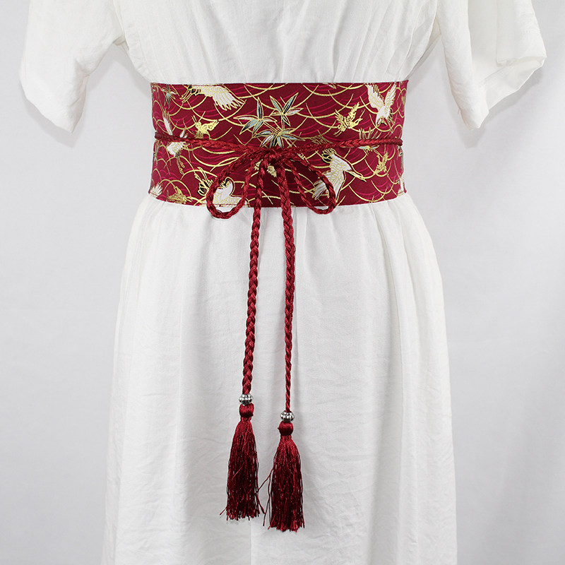 烫金多款花型 中国风文艺复古腰封宽流苏汉服装饰束腰腰带