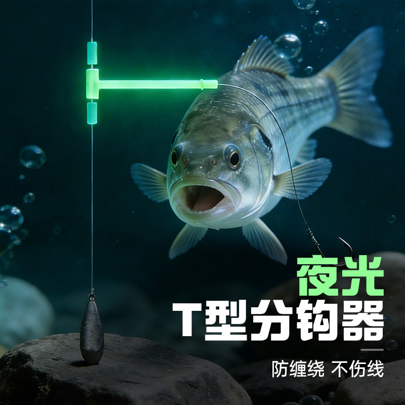 分钩器串钩防缠绕胶管t型倒钓配件天平钓组胶管反底钓子线分叉器