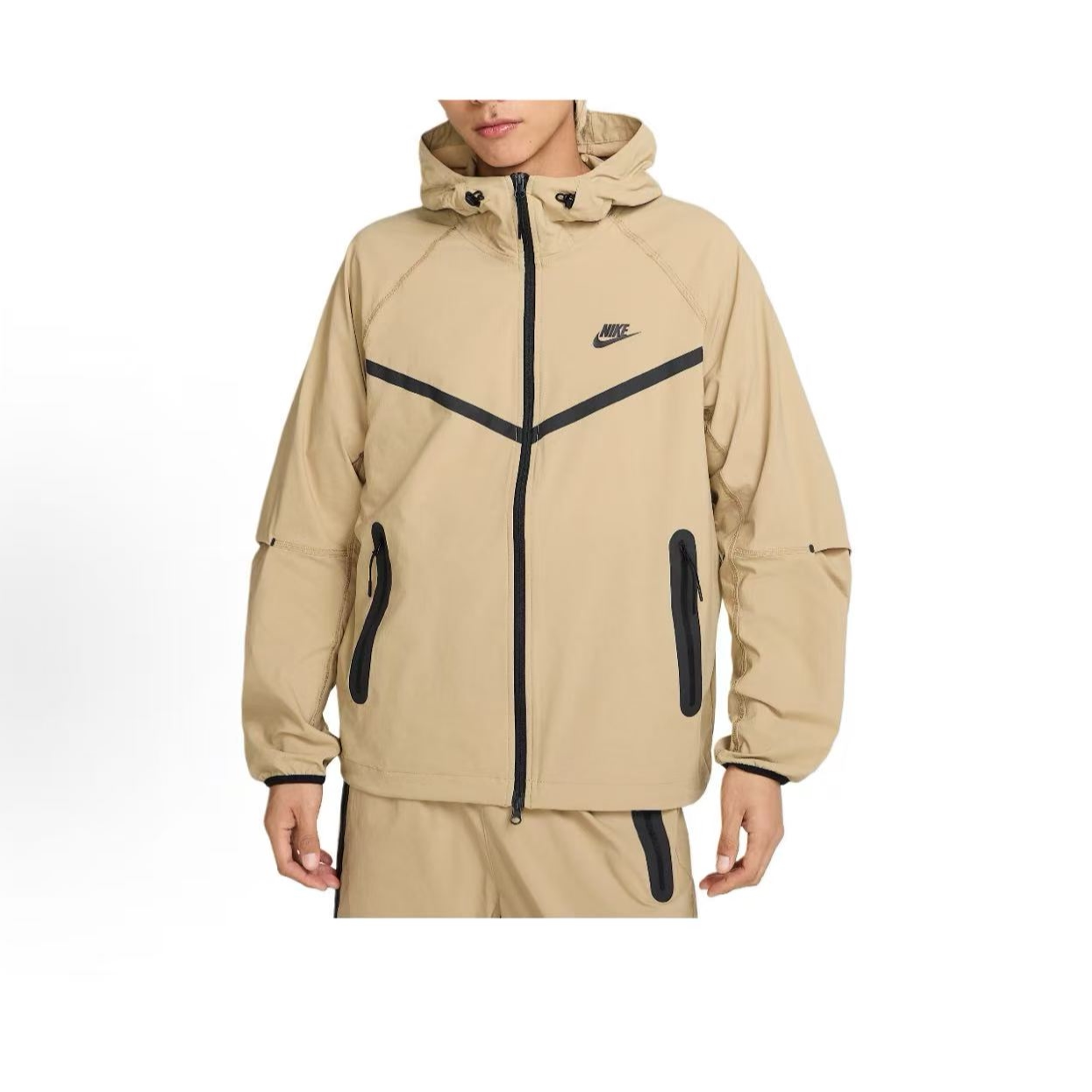 Nike/耐克 连帽拼色休闲长袖夹克外套 男款 米色 HM7152-297