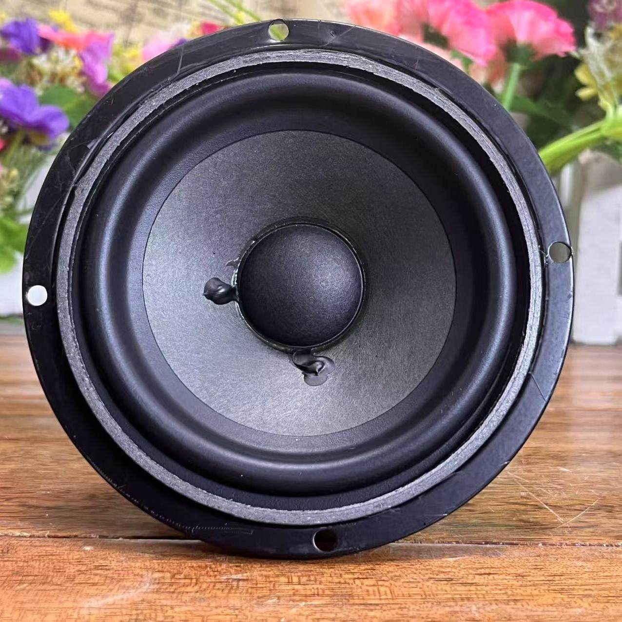 4寸防磁中低音喇叭书架音箱人声扬声器单元6欧30W橡皮边长冲程炮