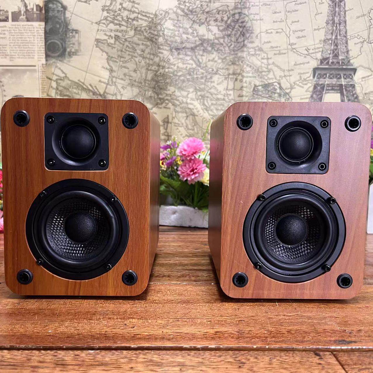二分频3寸4欧编织盆喇叭人声毒音发烧级小型HIFI音响木质无源音箱