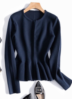 大师作品气质女装短外套2025春秋新款百搭新款针织衫上衣修身显瘦