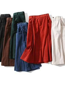 捡漏巨亏原108元出口品质松紧腰灯芯绒半身裙廓形中长裙A字伞裙女