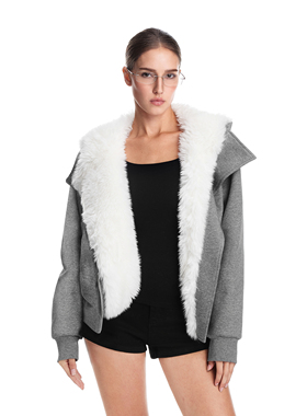 FDR官方店 满天星毛毛斜拉链卫衣女秋季加厚连帽开衫闪闪外套上衣