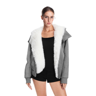 闪闪外套上衣 加厚连帽开衫 FDR官方店 满天星毛毛斜拉链卫衣女秋季