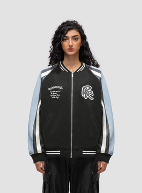 FDR 国潮高街异料拼色棒球服外套男女秋冬季美式情侣宽松上衣夹克