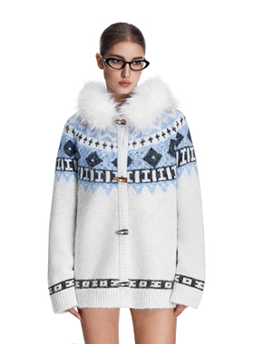 FDR官方店 毛领开衫卫衣外套男女/毛领费尔岛毛衣外套针织开衫