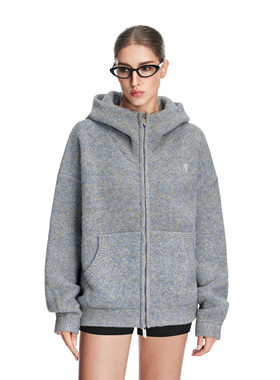 FDR慵懒高级感连帽上衣女款2025新款秋冬针织衫男厚开衫毛衣外套