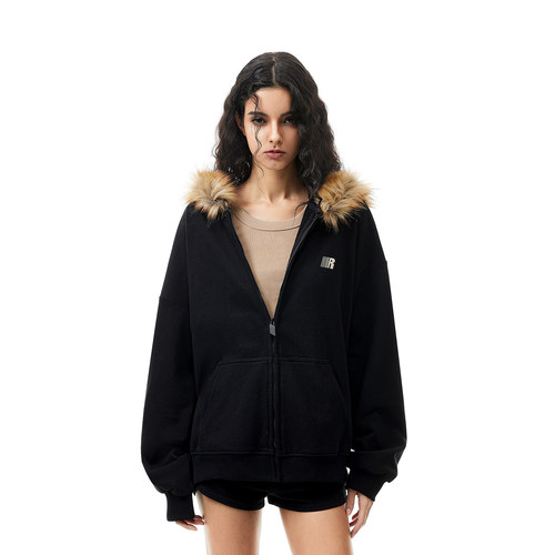 FDR官方店美式毛领连帽卫衣外套