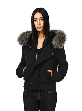 FDR官方店 可拆卸毛领美式修身辣妹夹克加厚秋冬座山雕女款外套