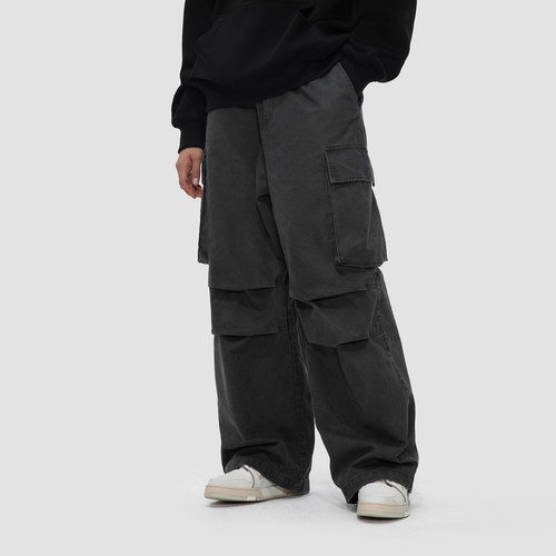 FDR国潮高街褶皱伞兵工装裤