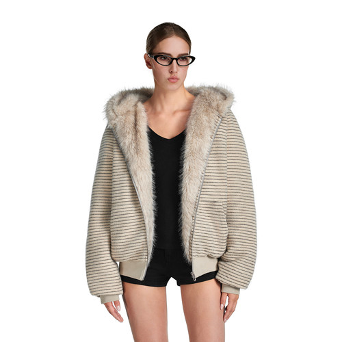 FDR官方店条纹廓形座山雕棉服