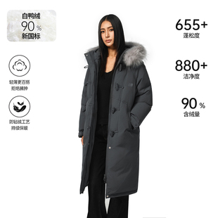 冬季 FDR 2025新款 羽绒服女款 外套 可拆卸貉子毛领加厚过膝超长款