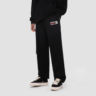 情侣运动长裤 FDR 男女宽松直筒抽绳卫裤 旗帜印花休闲裤 子 国潮美式