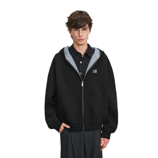 上衣 宽松情侣拉链开衫 FDR官方店 格纹空气层连帽卫衣外套男女秋季