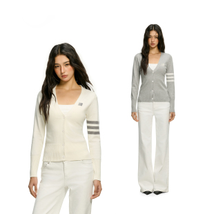 辣妹低领百搭打底修身 FDR官方店 女春季 V领针织开衫 纽扣毛衣 长袖