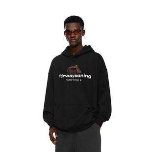 帽衫 宽松运动情侣装 上衣 D字跑道印花连帽卫衣男女秋季 FDR官方店