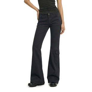 美式 长裤 复古高级灰修身 女喇叭裤 子 显瘦垂感牛仔裤 FDR官方店