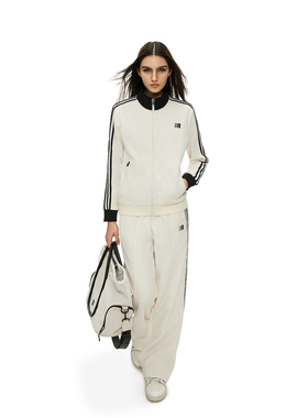 FDR官方店 坑条立领子拉链卫衣女春春季织带撞色开衫外套上衣