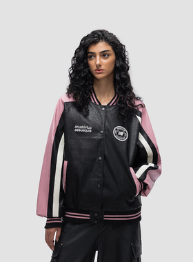 FDR 原创国潮撞色拼接棒球服外套男女秋冬季美式情侣上衣皮衣夹克