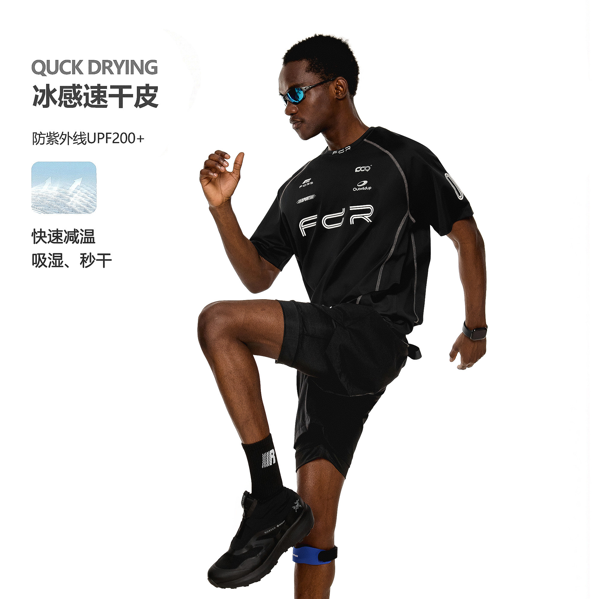 FDR官方店 防晒速干短袖t恤女2026新款赛车竞速黑色运动上衣男款