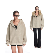 毛领条纹连帽卫衣外套女款 林秋楠同款 FDR春秋独特上衣男chic长袖