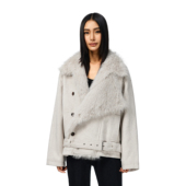 FDR官方店 棉衣 冬季 毛领座山雕外套双排扣短款 风衣加厚棉服女款