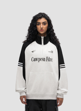 FDR 国潮拼接高领半拉链卫衣男女春春季美式高街情侣宽松插肩上衣