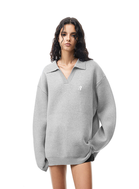 【黄俊捷同款】FDR V领翻领R字针织衫毛衣男女秋冬季情侣打底上衣