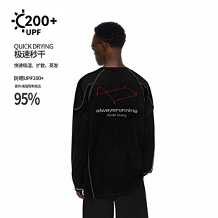 T恤男女秋季 哈苏线长袖 上衣 运动速干后背字母线条排版 FDR官方店