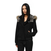 FDR官方店 秋冬高级感 连帽夹克外套女2025新款 豹纹拼接美式 修身