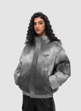 FDR 国潮美式扎染立领棉衣棉服男女秋冬季加厚情侣宽松面包服外套