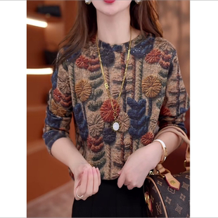 春秋冬新款 打底小衫 妈妈内搭洋气保暖上衣 长袖 高级感德绒t恤女装