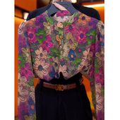 小衫 设计感洋气印花衬衫 气质显瘦圆领减龄百搭长袖 新款 上衣 女春装