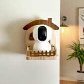 实木墙上壁挂摄像头收纳支架家用装 饰置物架室内外免打孔监控托架