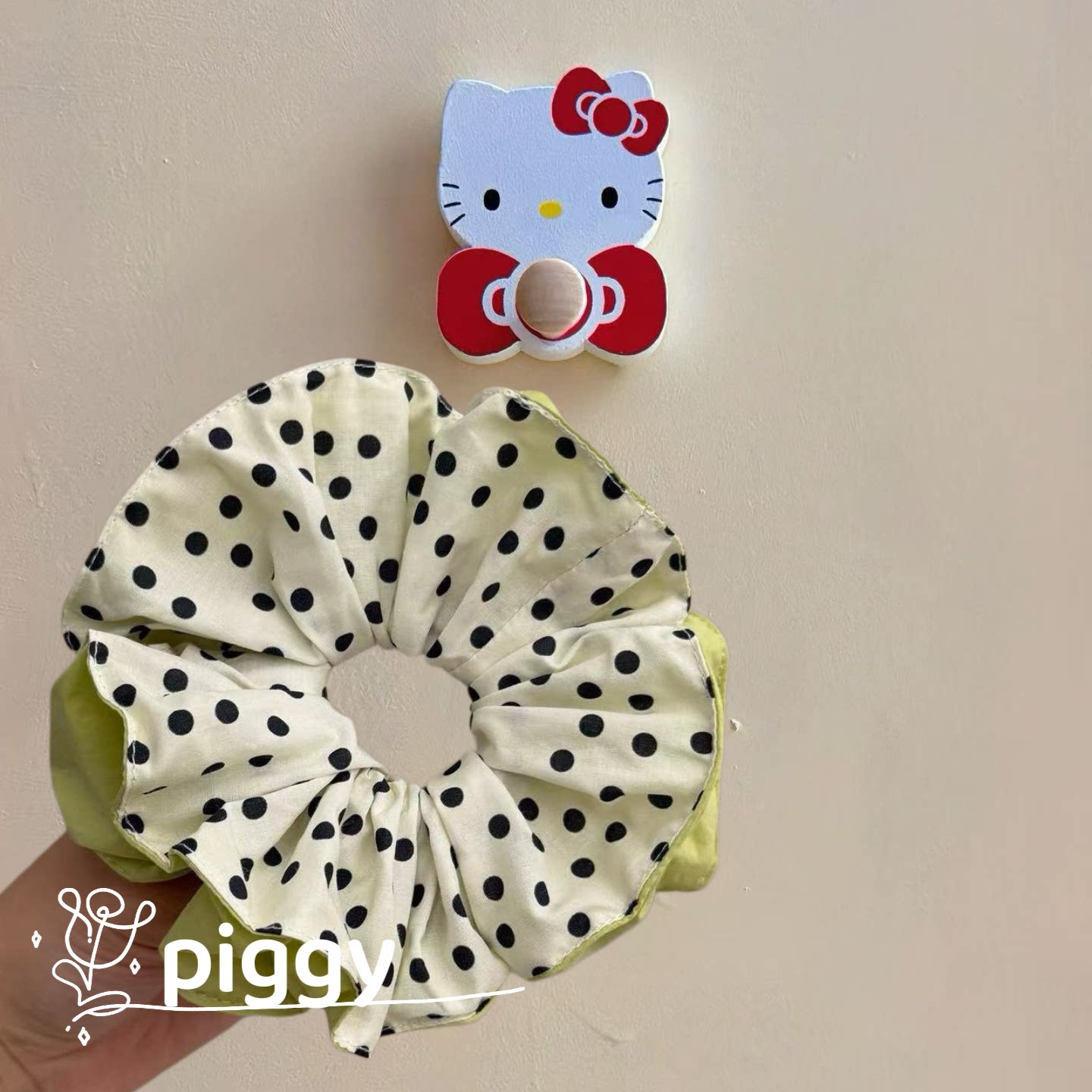 日系波点锁边大发圈气质时髦宽边马尾发圈女生松紧发绳蛮腰发