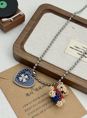 韩版新款小熊项链女秋冬高级小众设计感毛衣链不掉色配饰卫衣链