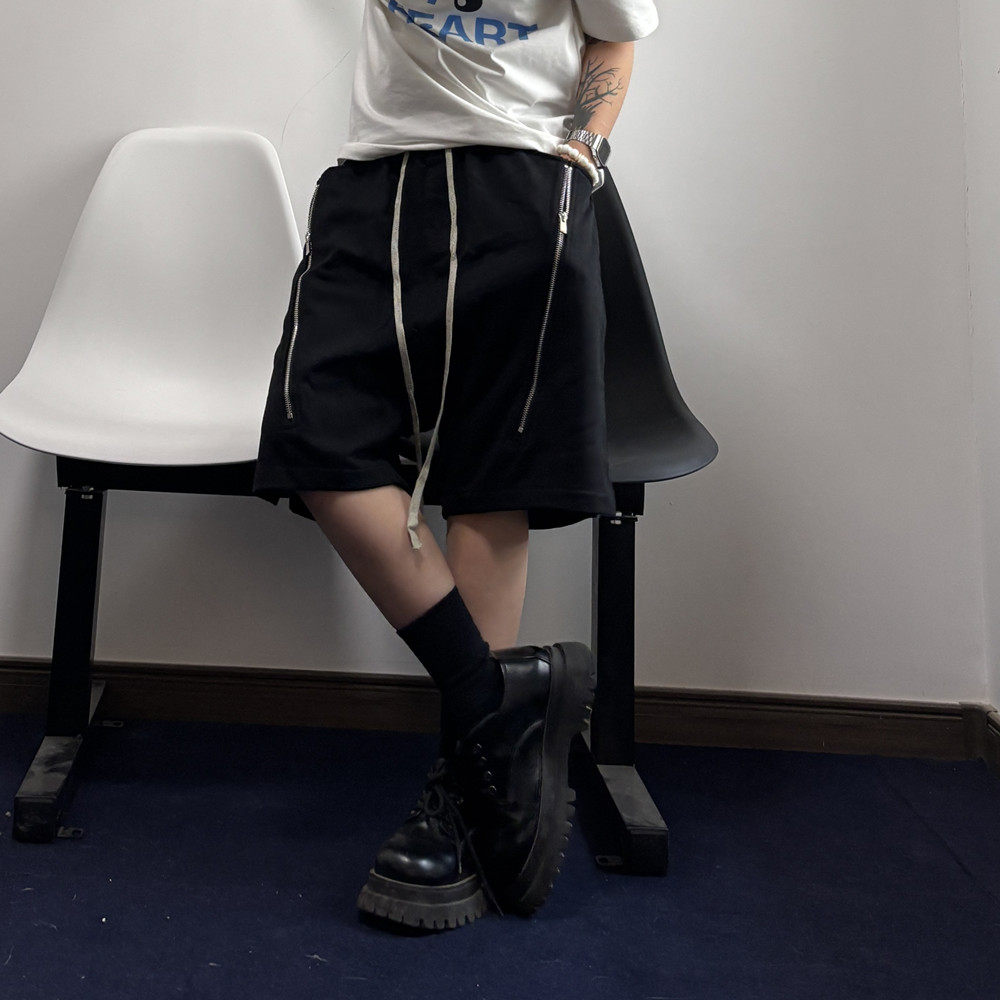 RO风格高街暗黑国潮低裆跨裤男女宽松百搭五分裤潮牌嘻哈休闲短裤