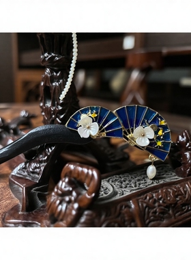 旗袍蓝色发簪日常简约风